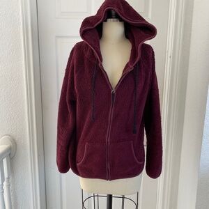 American Eagle Burgundy Full Zip Hooded Jacket